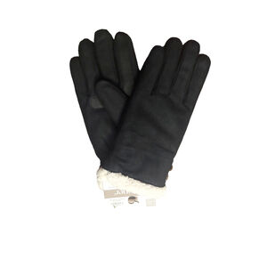 Isotoner Signature Microsuede Water-Repellent Black Gloves Fuzzy Cuffs XL NWT